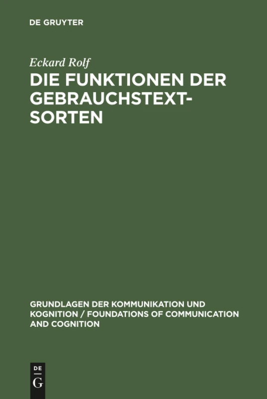 De Gruyter - Die Funktionen der Gebrauchstextsorten Book