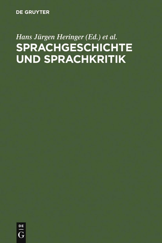 De Gruyter - Sprachgeschichte und Sprachkritik Festschrift