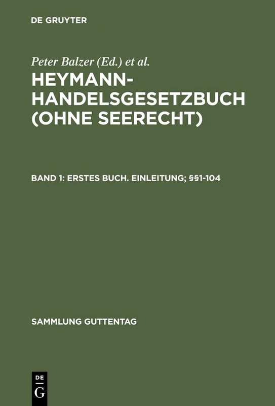 Erstes Buch. Einleitung; §§1-104: Erstes Buch. Einleitung; §§1-104 (Sammlung Guttentag)