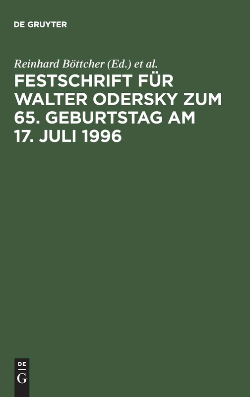 De Gruyter - Festschrift Fur Walter Odersky - Law Book