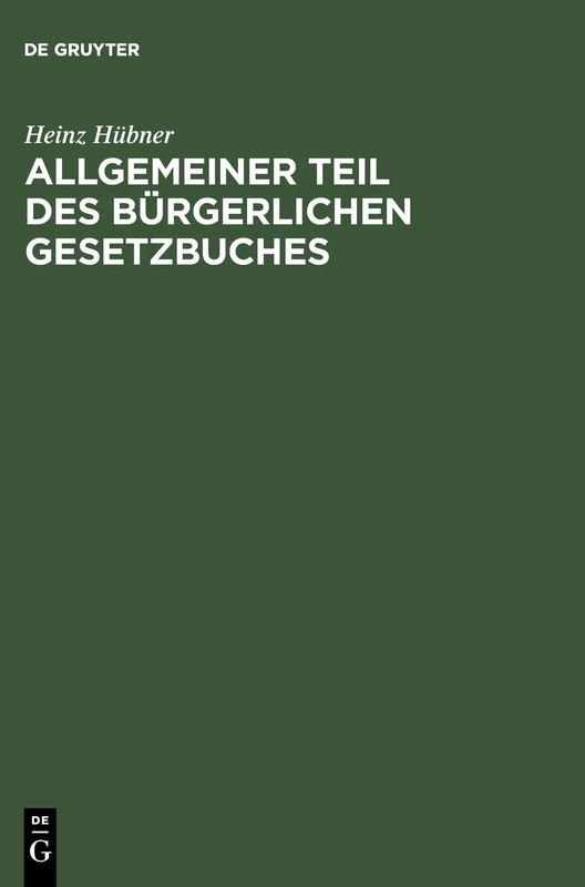 Allgemeiner Teil Des Bürgerlichen Gesetzbuches