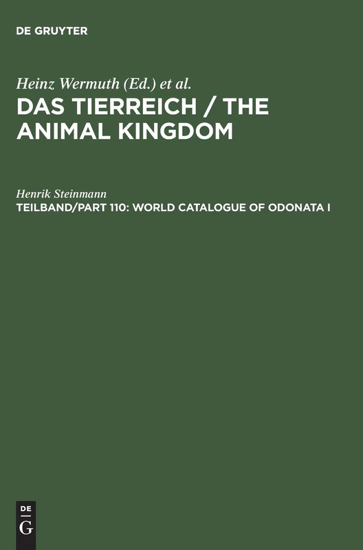 World Catalogue of Odonata I: Zygoptera: 1