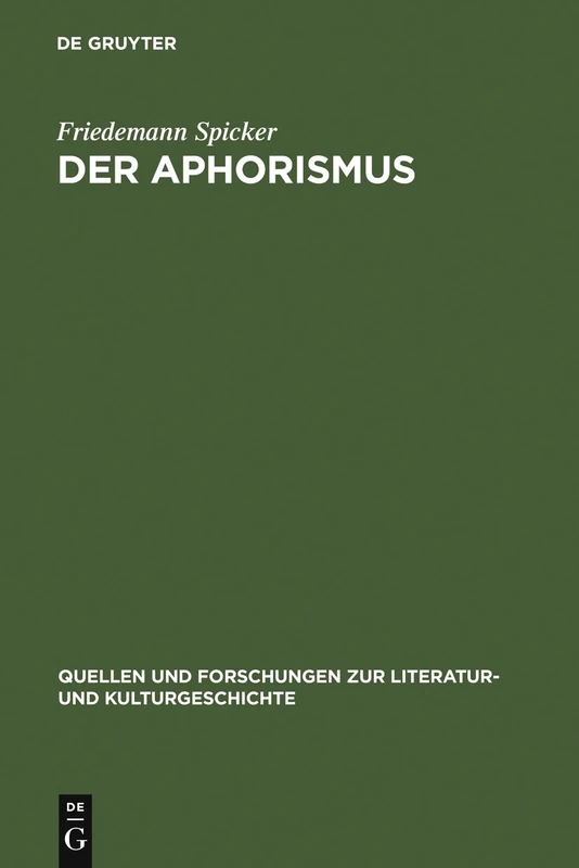 De Gruyter - Der Aphorismus: Begriff und Gattung (11/245)