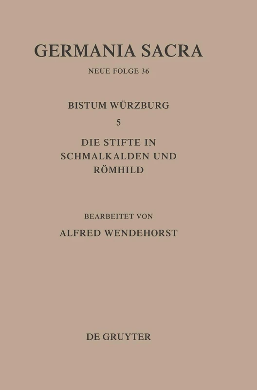 Die Bistümer Der Kirchenprovinz Mainz: Das Bistum Würzburg 5: Die Stifte in Schmalkalden Und Römhild