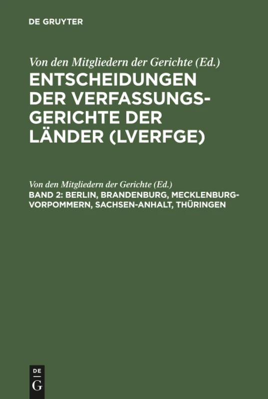 De Gruyter - Entscheidungen der Verfassungsgerichte (LVerfGE) Vol 2