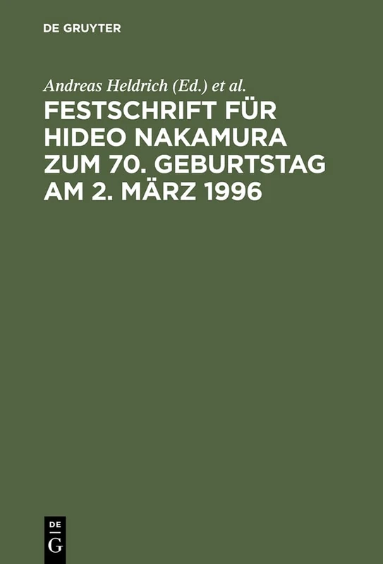 De Gruyter - Festschrift Fur Hideo Nakamura 70th Birthday