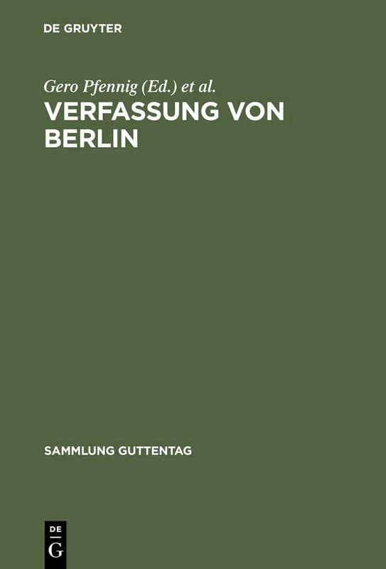 Verfassung Von Berlin: Kommentar (Sammlung Guttentag)