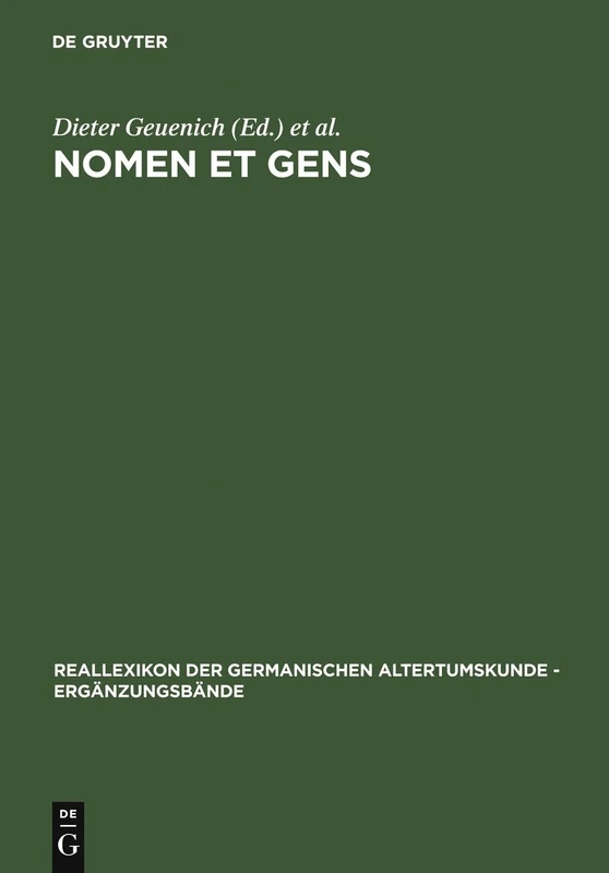 Nomen et gens: Zur Historischen Aussagekraft Fruhmittelalterlicher Personennamen: 16 (Ergänzungsbände Zum Reallexikon der Germanischen Altertumskunde) - Image 1