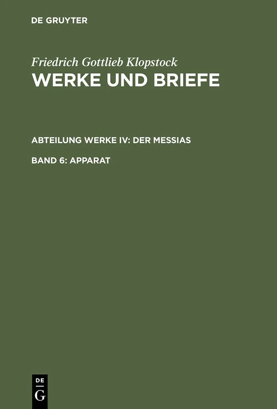 Apparat: Band 6 (Werke Und Briefe)
