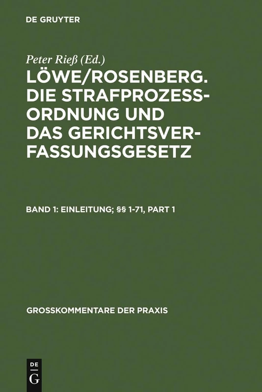 Einleitung; §§ 1-71 (Großkommentare Der Praxis)