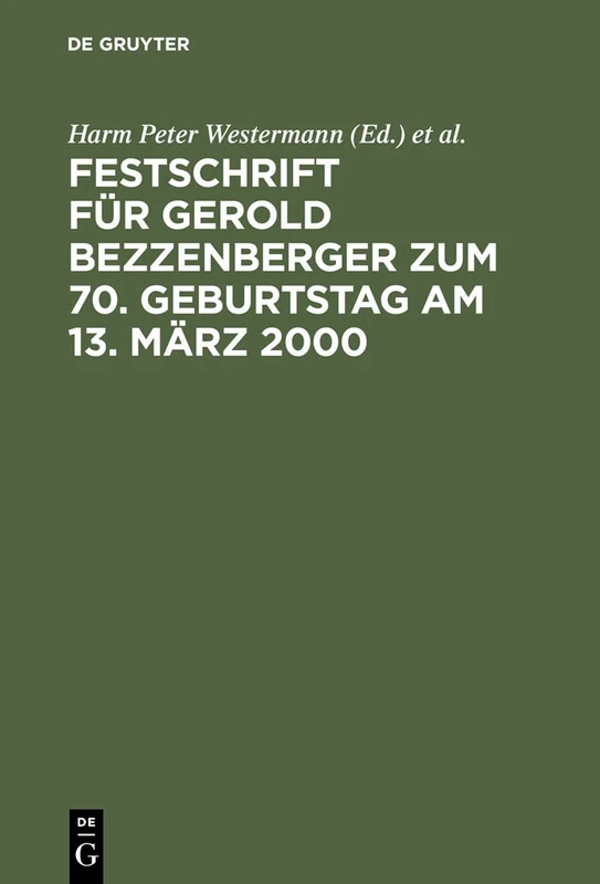 De Gruyter Festschrift Fur Gerold Bezzenberger - Law Book - Image 1