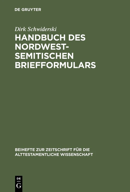 De Gruyter Handbuch des nordwestsemitischen Briefformulars 295