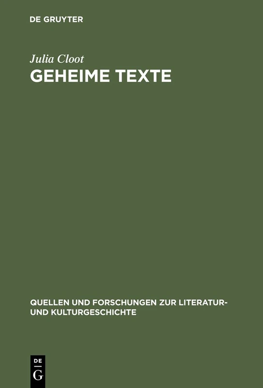 Geheime Texte: Jean Paul Und Die Musik: 17 (Quellen Und Forschungen Zur Literatur- Und Kulturgeschichte)