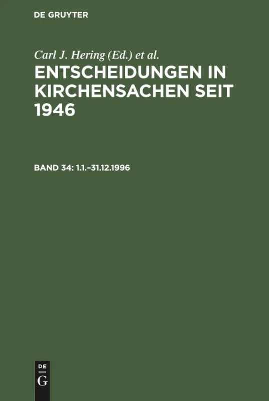 Entscheidungen in Kirchensachen seit 1946, Band 34, 1.1.-31.12.1996