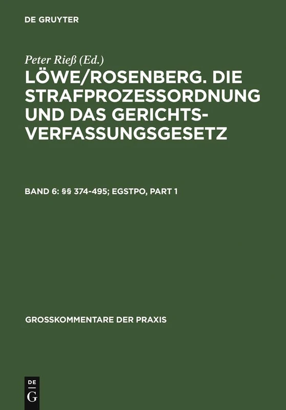 De Gruyter 374-495; Egstpo: 1100 (Gro kommentare Der Praxis)