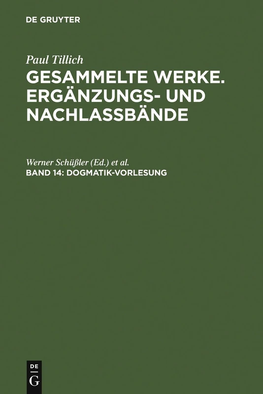 De Gruyter Dogmatik-Vorlesung: (Dresden 1925-1927): 14