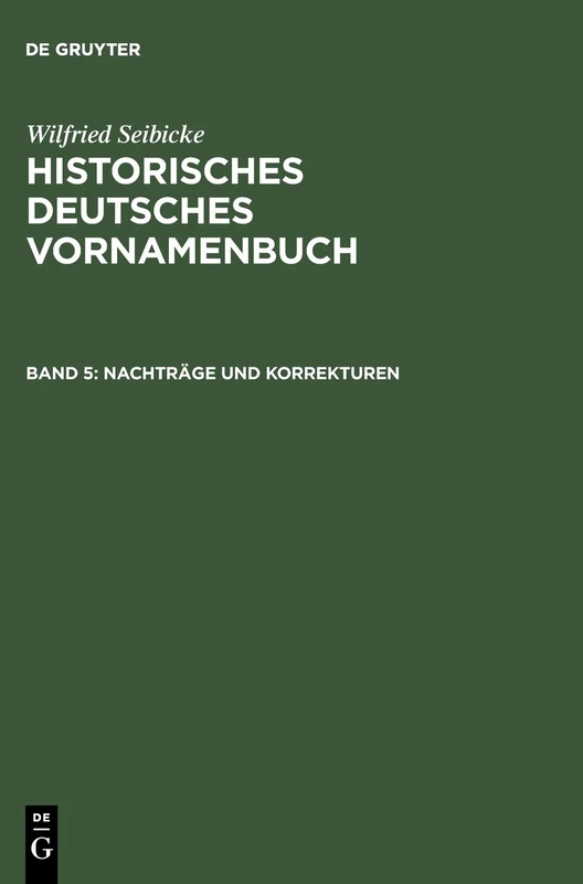 De Gruyter Nachtrage und Korrekturen - Band 5 History Book