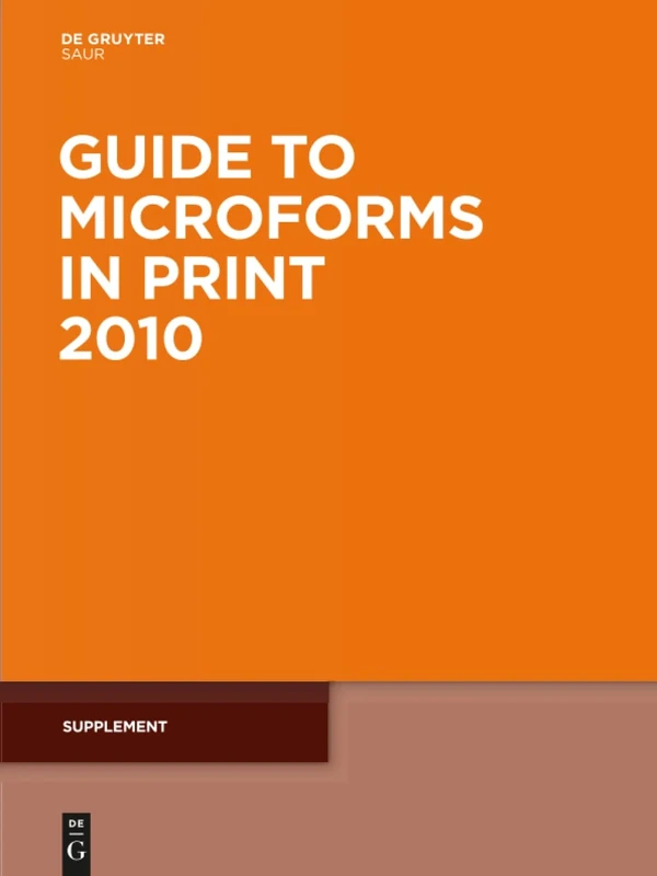 Guide to Microforms in Print, Supplement