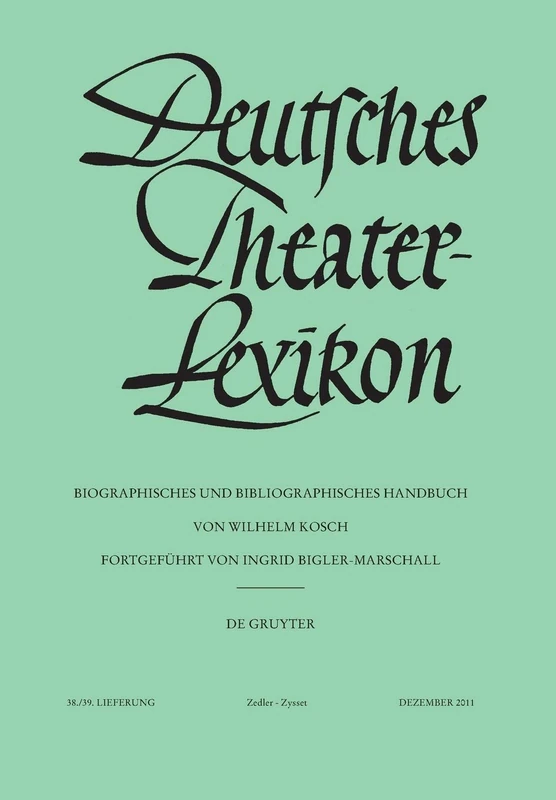 De Gruyter Zedler - Zysset (Deutsches Theater-lexikon, 72)