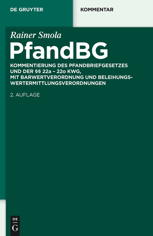De Gruyter Pfandbriefgesetz Kommentar - Law Reference Book