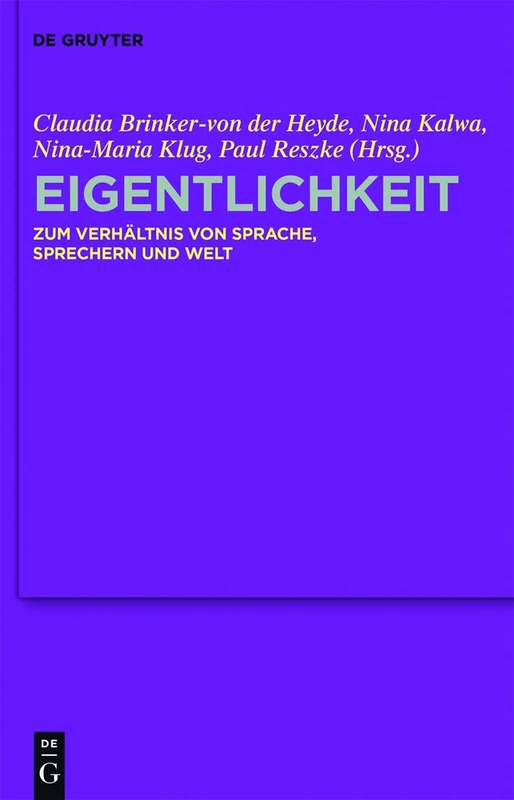 De Gruyter - Eigentlichkeit: Zum Verhaeltnis Von Sprache