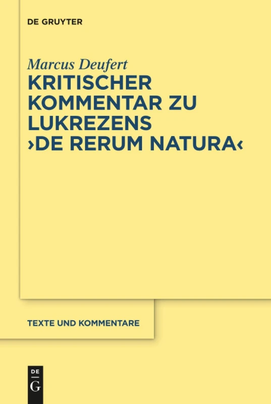 De Gruyter Kritischer Kommentar zu Lukrezens De rerum natura 56