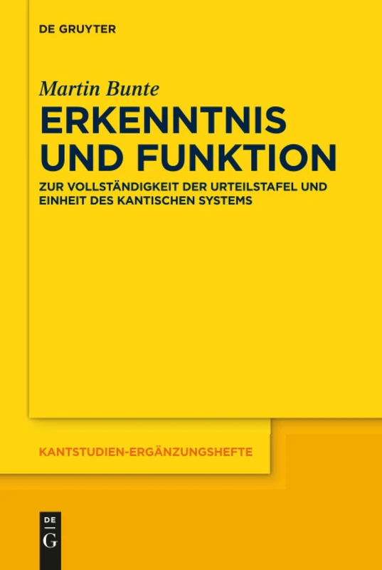 De Gruyter Erkenntnis und Funktion: Kantstudien 189