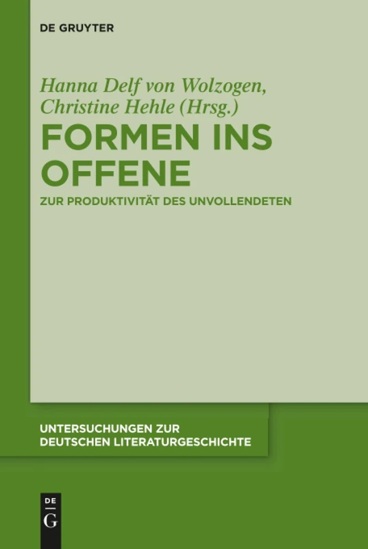 Formen ins Offene: Zur Produktivität des Unvollendeten: 151 (Untersuchungen zur Deutschen Literaturgeschichte, 151)