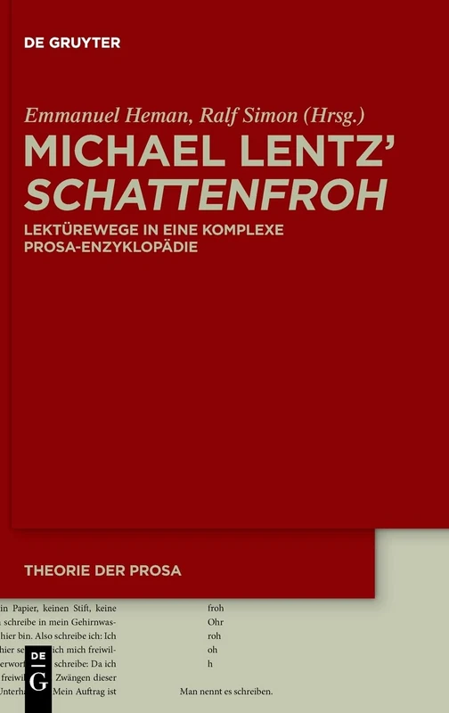 Michael Lentz' ›Schattenfroh‹: Lektürewege in eine komplexe Prosa-Enzyklopädie (Theorie der Prosa) - Image 1