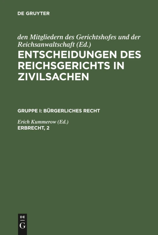 Entscheidungen des Reichsgerichts in Zivilsachen, Erbrecht, 2