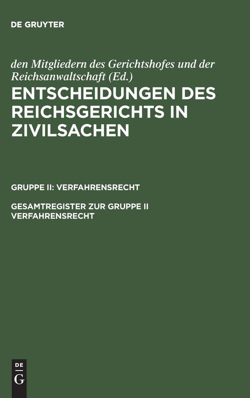 Gesamtregister zur Gruppe II Verfahrensrecht