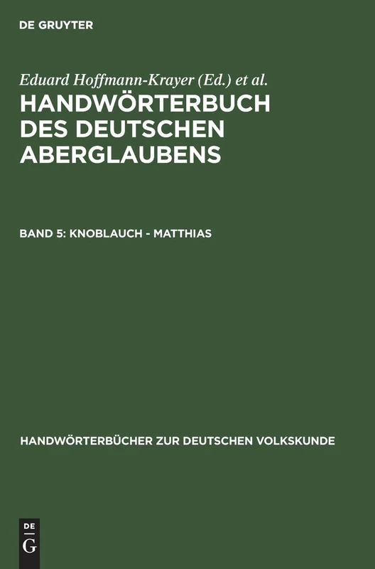 Knoblauch - Matthias (Handwörterbücher Zur Deutschen Volkskunde) - Image 1