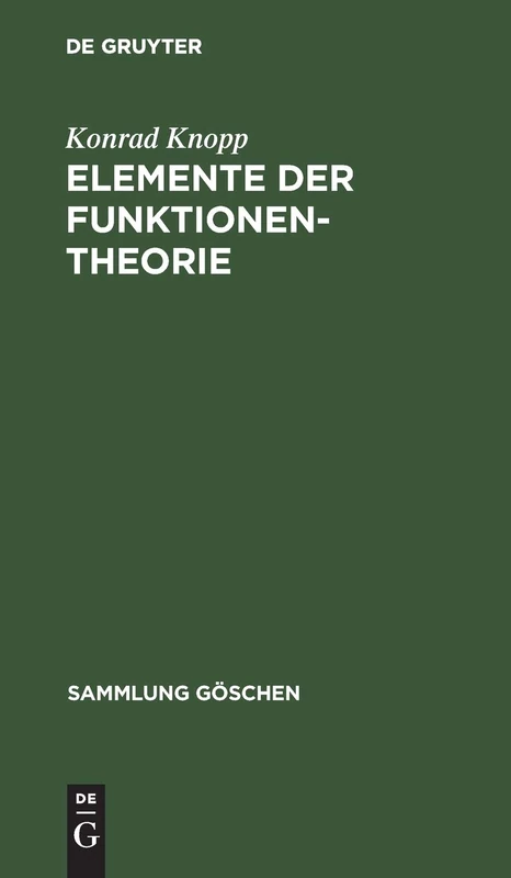 Elemente der Funktionentheorie: 1109 (Sammlung Göschen)
