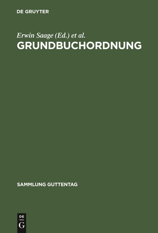 De Gruyter Grundbuchordnung - Kommentar 42 (Sammlung Guttentag)