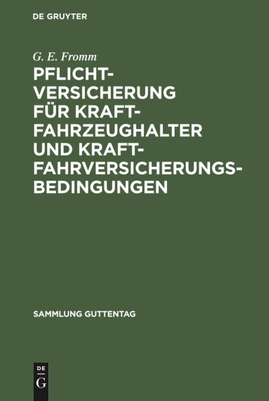 De Gruyter Pflichtversicherung fuer Kraftfahrzeughalter - 223
