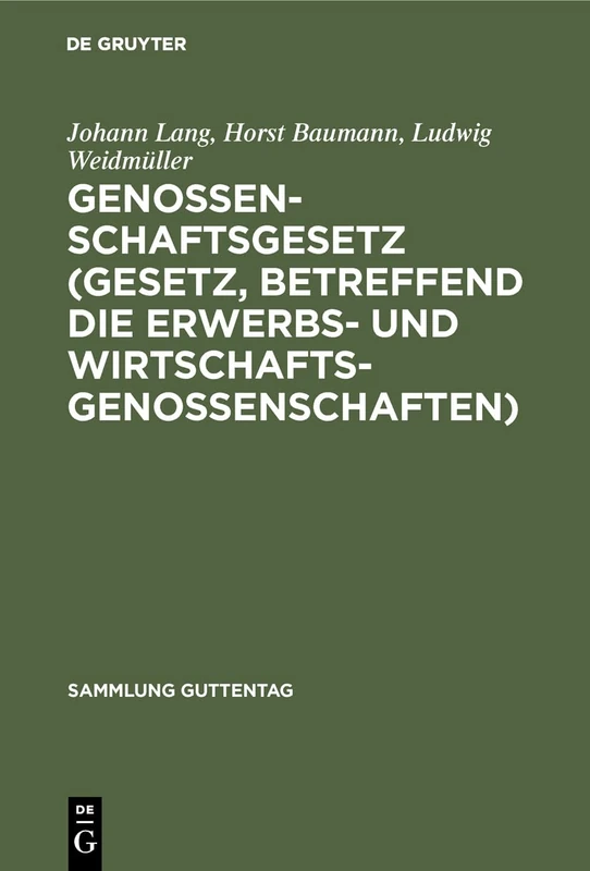 Genossenschaftsgesetz (Gesetz, betreffend die Erwerbs- und Wirtschaftsgenossenschaften): 29 (Sammlung Guttentag)
