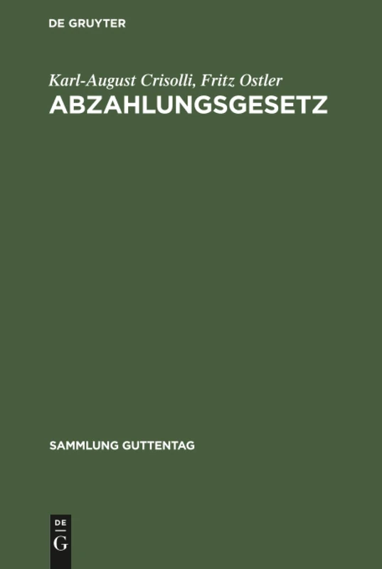 Abzahlungsgesetz: 34 (Sammlung Guttentag)