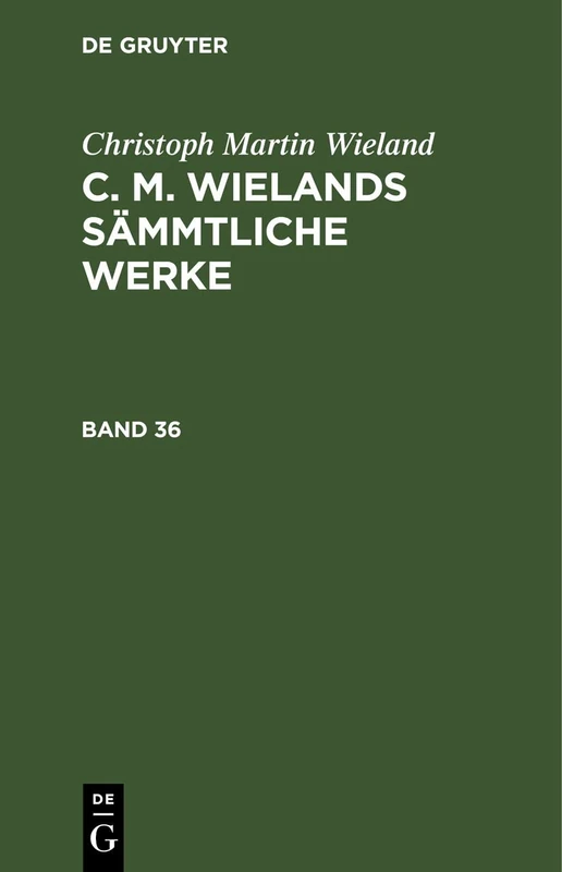 De Gruyter C. M. Wieland's Saemmliche Werke (35-36) Books
