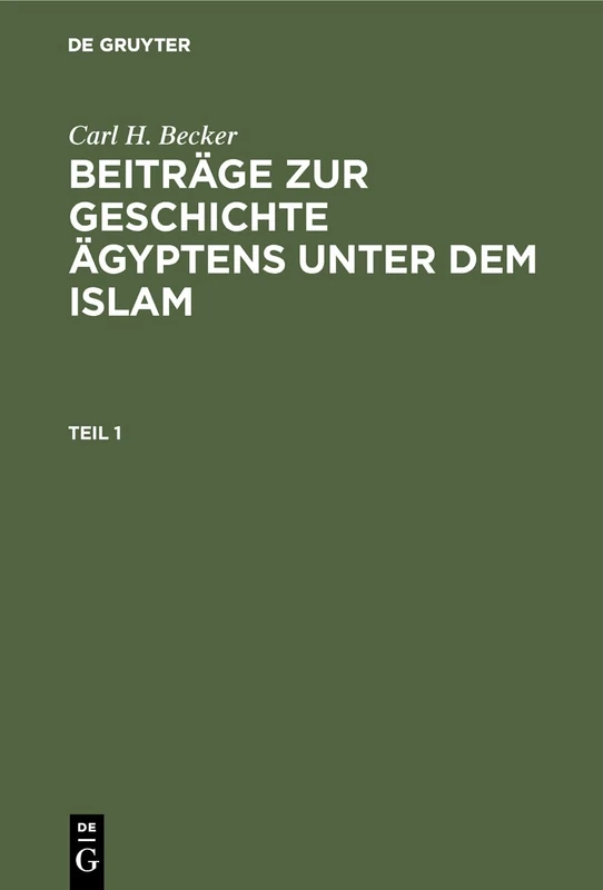 Beiträge zur Geschichte Ägyptens unter dem Islam