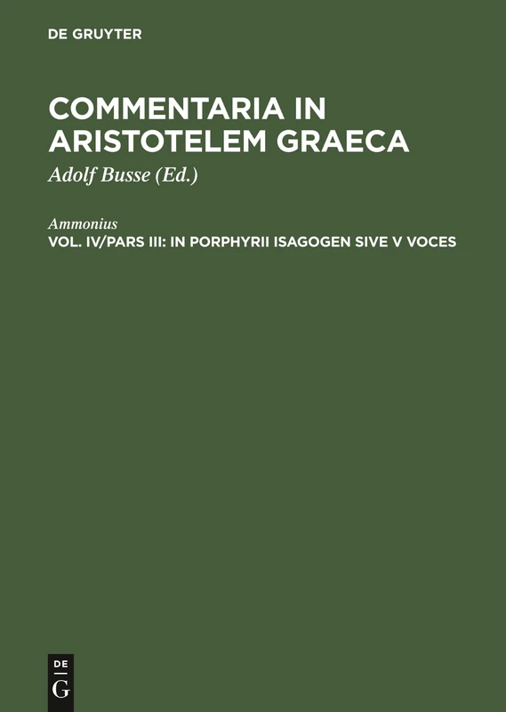 In Porphyrii Isagogen Sive V Voces