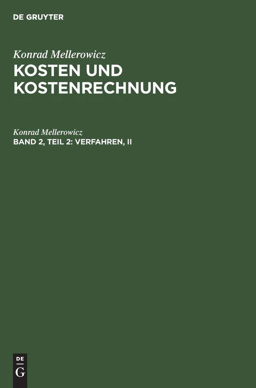Verfahren, II: Aus; Kosten Und Kostenrechnung: 2