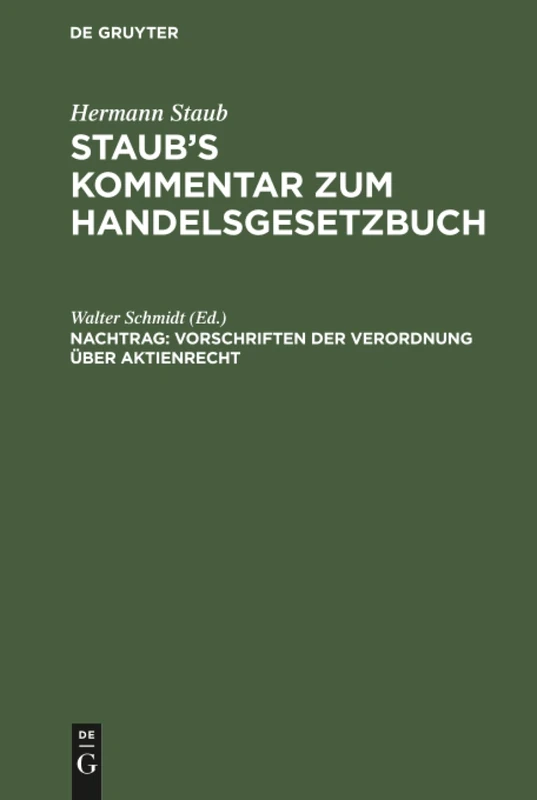 Vorschriften der Verordnung über Aktienrecht: Vom 19. Sept. 1931