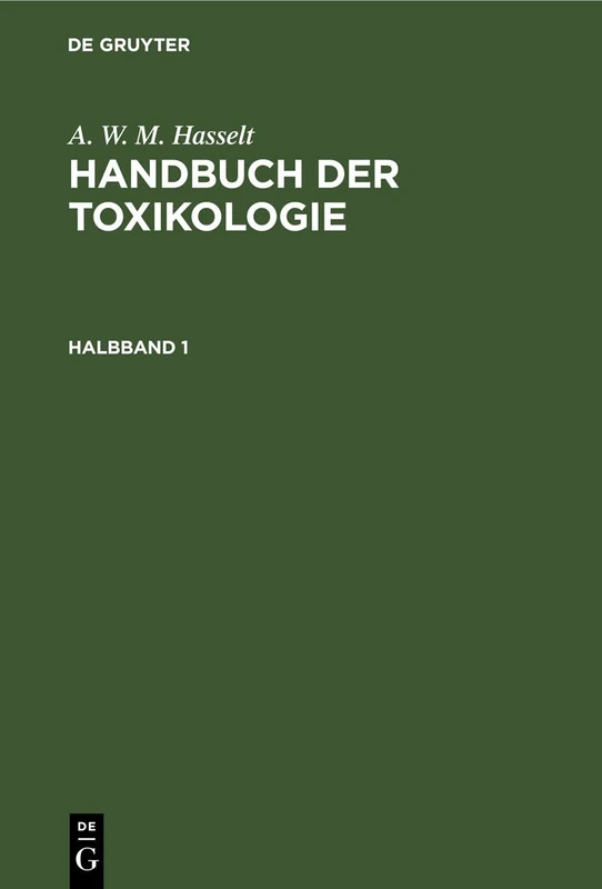Handbuch der Toxikologie: Hauptbd.