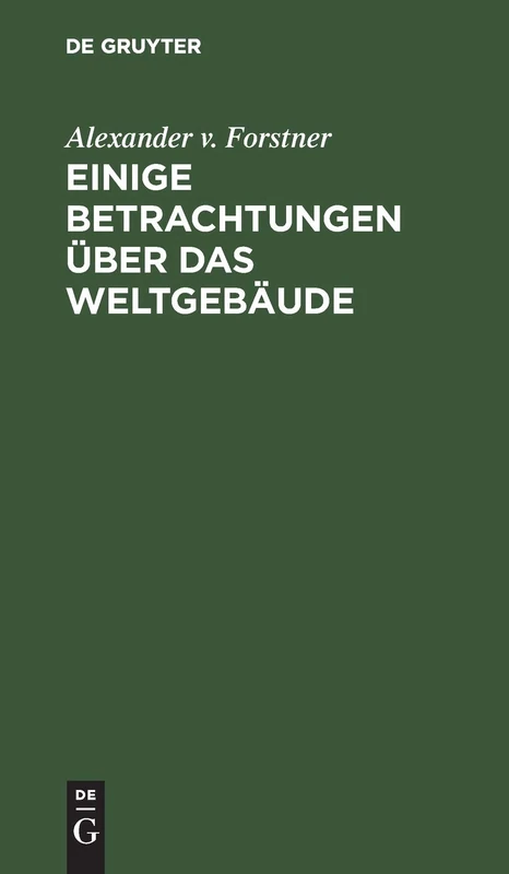 Einige Betrachtungen Über Das Weltgebäude