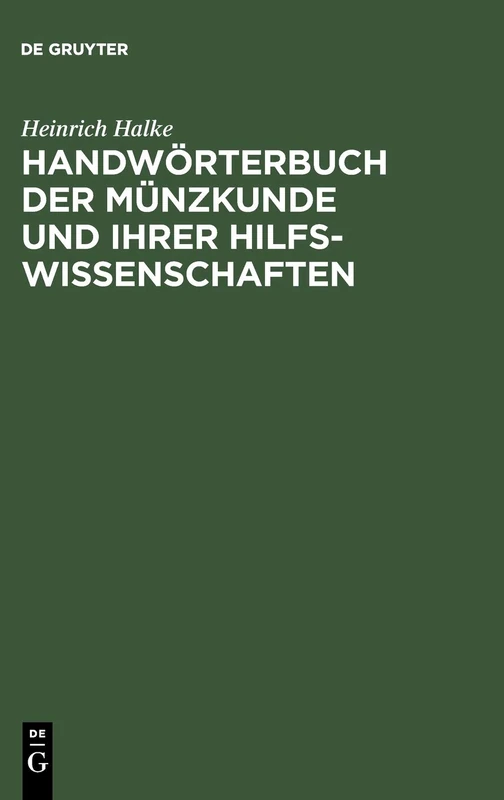De Gruyter Handworterbuch Der Munzkunde Reference Book