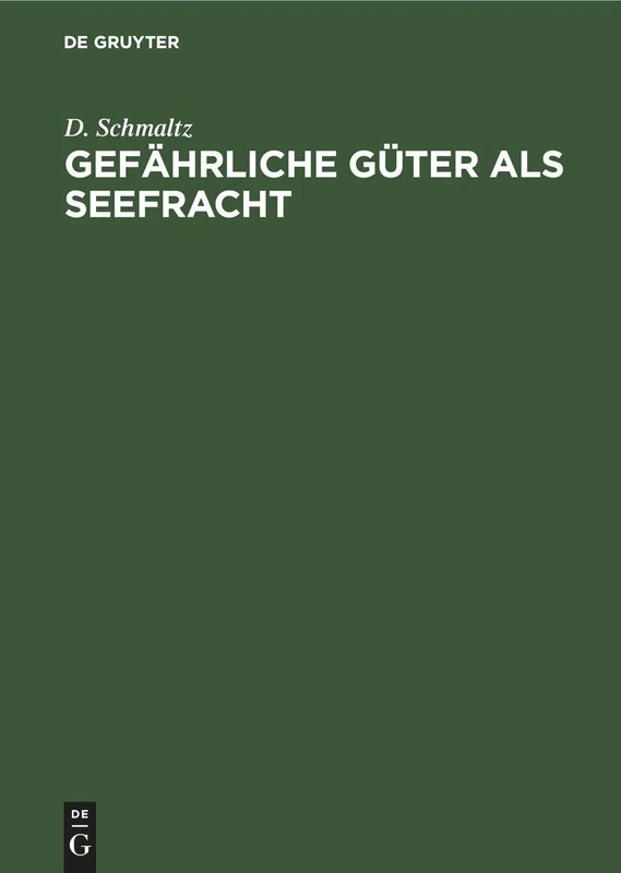 Gefährliche Güter als Seefracht: Teil 1: Gesetzliche Vorschriften für die Seeverfrachtung gefährlicher Güter im Auszuge. Teil 2: Technische ... ihrer Zusammesetzung und gefährlichen