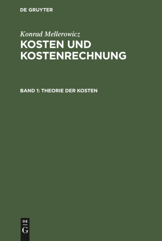 Theorie der Kosten: 1