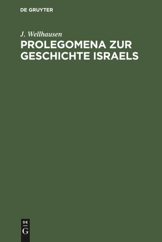 Prolegomena zur Geschichte Israels