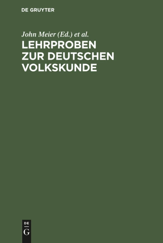 Lehrproben zur deutschen Volkskunde