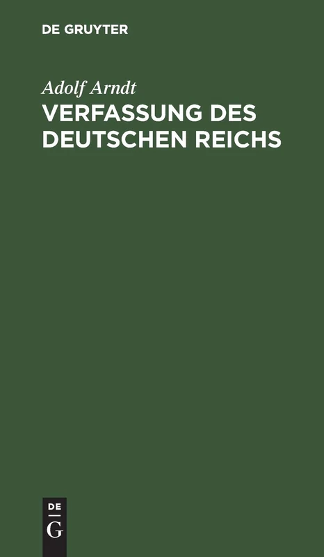 Verfassung des Deutschen Reichs: Mit Einleitung Und Kommentar
